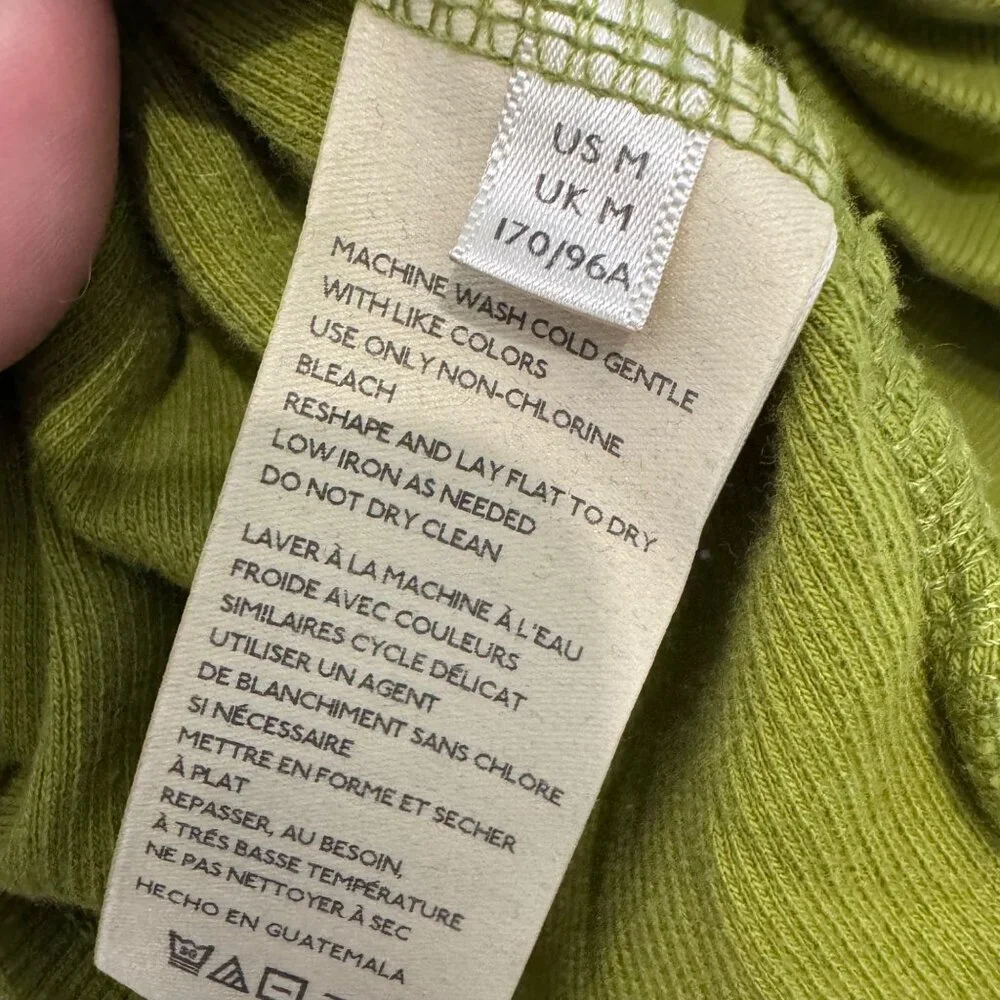 SATURDAY SUNDAY ANTHROPOLOGIE green rib knit long sleeve plunging back tee size